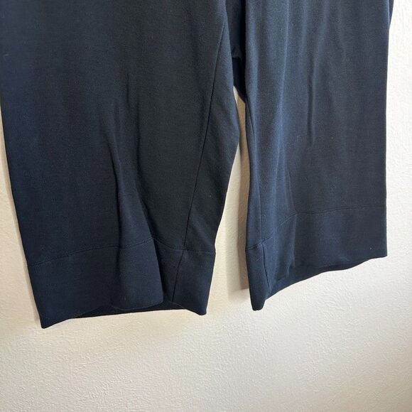 Quince SuperSoft Fleece Wide Leg Pant Womens Size Large Black Crop Lounge Comfy - Picture 3 of 7